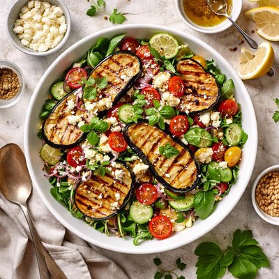 Image of Grilled Eggplant Feta Salad