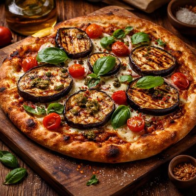 Image of Grilled Eggplant Pizza Vegetarian