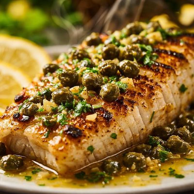Image of Grilled Fish with a Lemon Caper Sauce