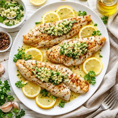 Image of Grilled Fish with Lemon Parsley Butter