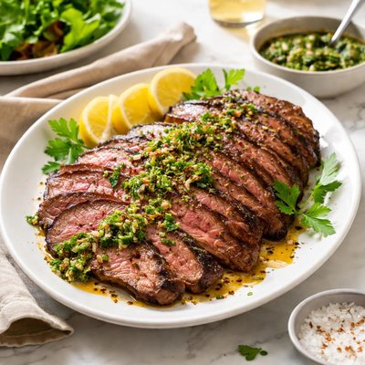 Image of Grilled Flank Steak with Herb Sauce