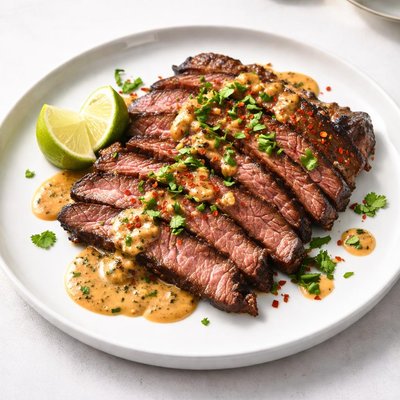 Image of Grilled Flank Steak with Lime Chipotle Sauce