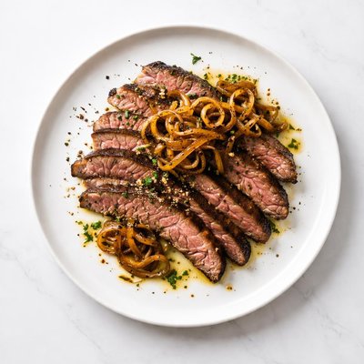 Image of Grilled Flank Steak with Onions