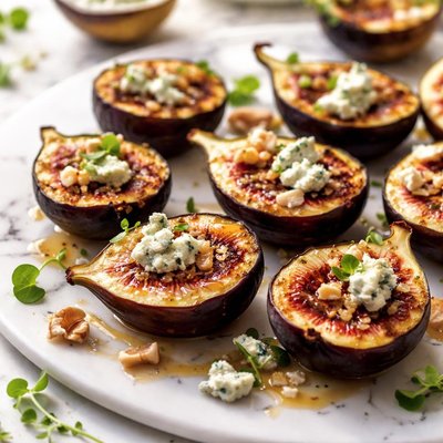 Image of Grilled Fresh Figs and Blue Cheese