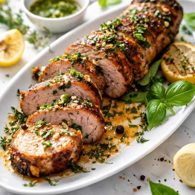Image of Grilled Garlic Basil Pork Tenderloin