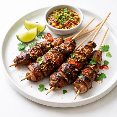 Image of Grilled Ginger Lamb Satays with Thai Sauce