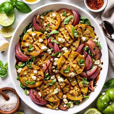 Image of Grilled Green Tomatoes Onions