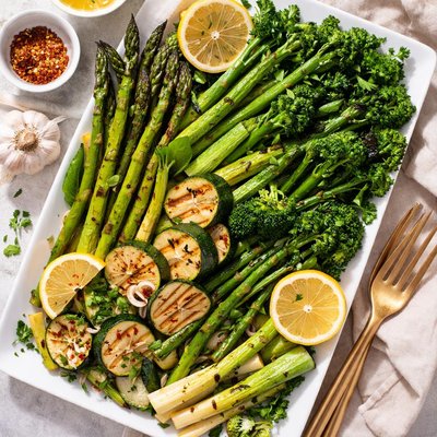 Image of Whole30 Grilled Greens with Lemon and Garlic