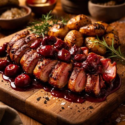 Image of Grilled Gressingham Duck with Cherry Sauce