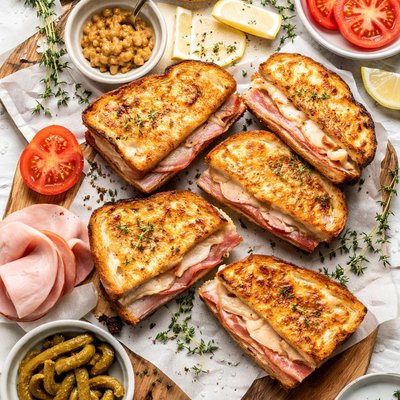 Image of Grilled Ham and Gruyere Sandwiches