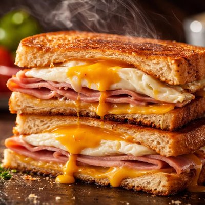 Image of Grilled Ham Egg and Cheese Sandwich