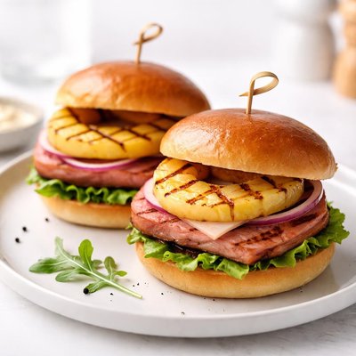 Image of Grilled Ham Pineapple Burgers