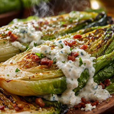 Image of Grilled Hearts of Romaine with Blue Cheese Dressing