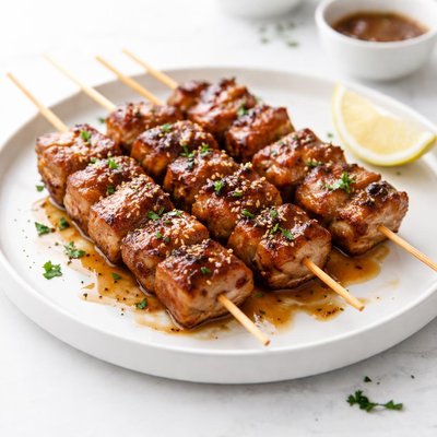 Image of Whole30 Grilled Honey Garlic Pork Skewers