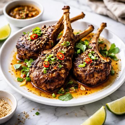 Image of Grilled Lamb Chops with Asian Butter Sauce