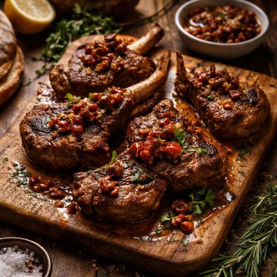 Image of Grilled Lamb with Sun Dried Tomatoes Dressing