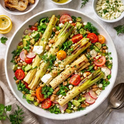 Image of Grilled Leek and Bean Salad