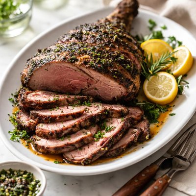 Image of Grilled Leg of Lamb with Garlic and Herb Lemon Marinade