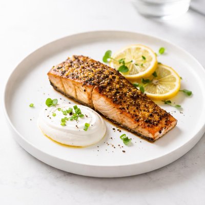 Image of Grilled Lemon Mustard Salmon with Sour Cream