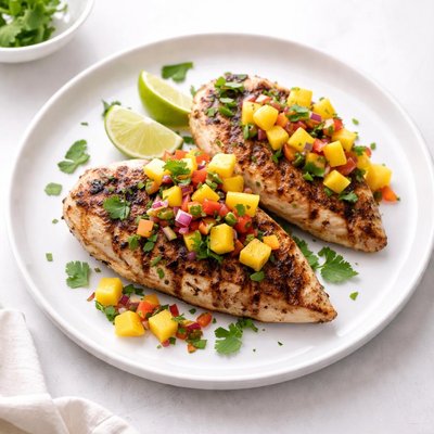 Image of Grilled Lime Cilantro Chicken with Mango Salsa