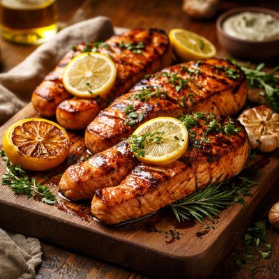 Image of Grilled Limoncello Salmon Steaks