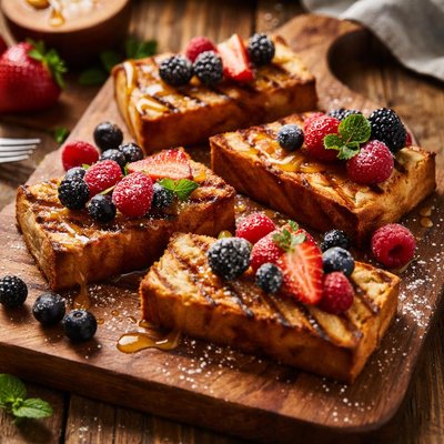 Image of Grilled Madeira Cake with Berries