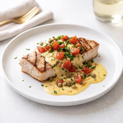 Image of Grilled Mahi Mahi with Caper Tomato Bearnaise Sauce