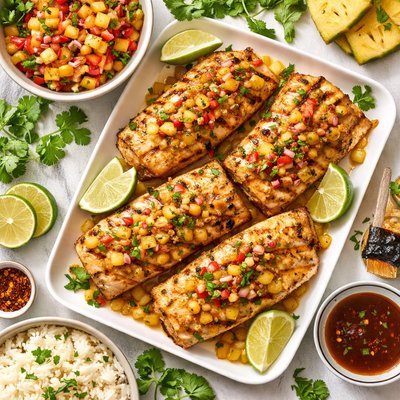 Image of Grilled Mahi Mahi with Pineapple Rum Glaze