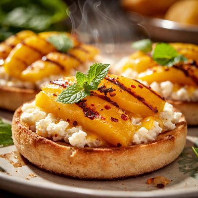 Image of Grilled Mango and Ricotta with English Muffins