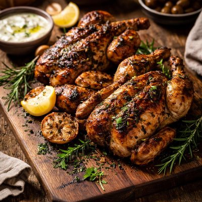 Image of Grilled Mediterranean Cornish Game Hens