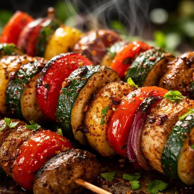 Image of Grilled Moroccan Vegetable Skewers