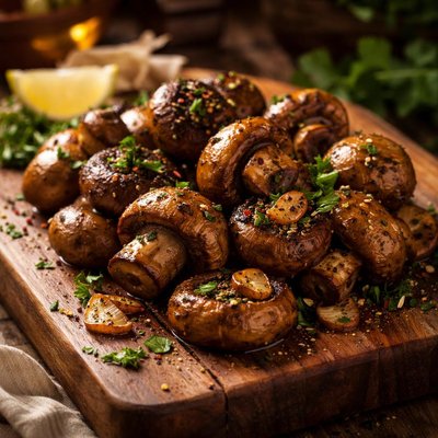 Image of Grilled Mushrooms with Garlic Oil