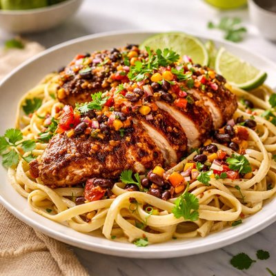 Image of Grilled Navajo Chicken on Fettuccine