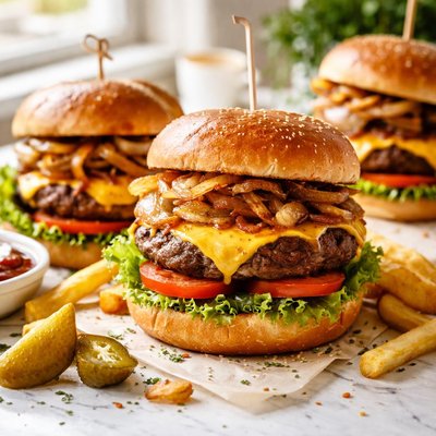 Image of Grilled Onion Cheeseburgers