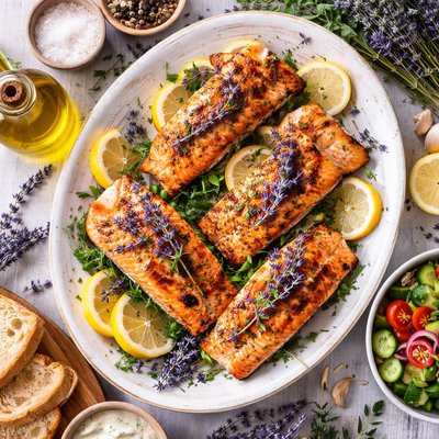 Image of Grilled or Baked Salmon with Lavender