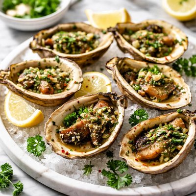 Image of Vegetarian Grilled Oysters with Herbed Butter