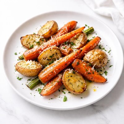 Image of Grilled Parmesan Potatoes and Carrots