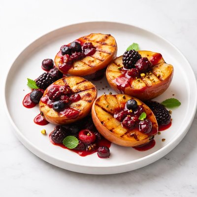 Image of Grilled Peaches with Berry Sauce