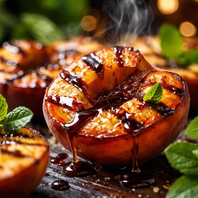 Image of Whole30 Grilled Peaches with Honey and Balsamic Glaze