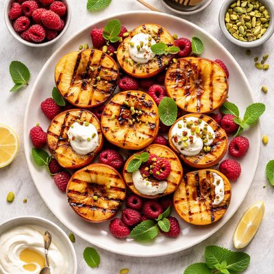 Image of Grilled Peaches with Raspberries