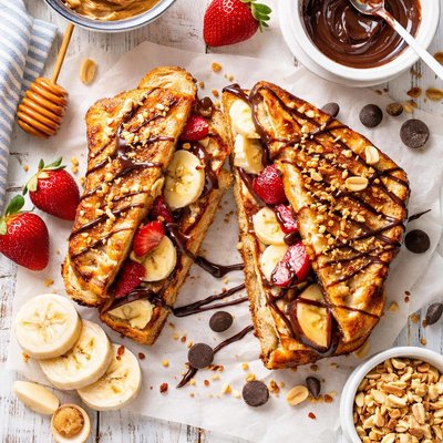 Image of Grilled Peanut Butter and Banana Split Sandwich