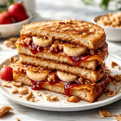 Image of Grilled Peanut Butter and Jelly and Banana Sandwich