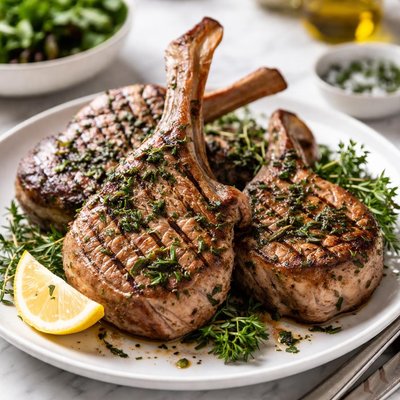Image of Grilled Peppery Herb Veal Chops
