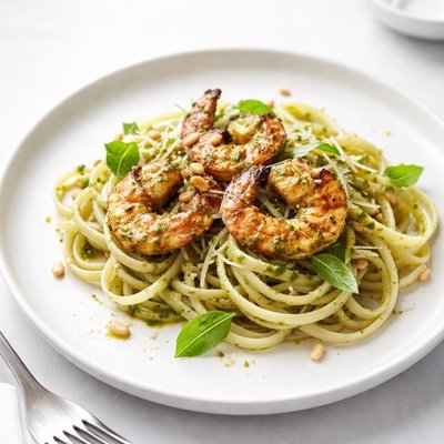 Image of Grilled Pesto Shrimp with Pasta