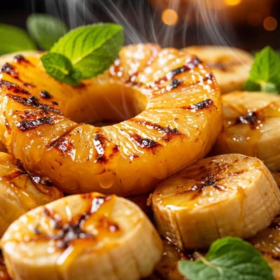 Image of Grilled Pineapple and Banana with Honey