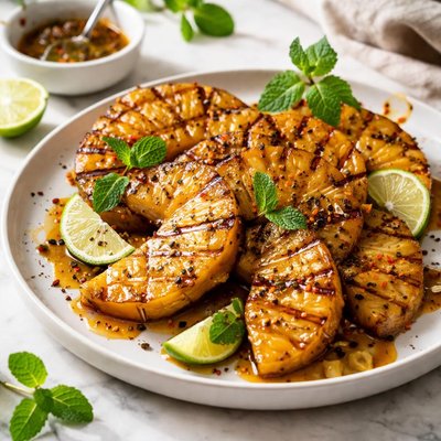 Image of Grilled Pineapple with Sweet Lime Black Pepper Sauce