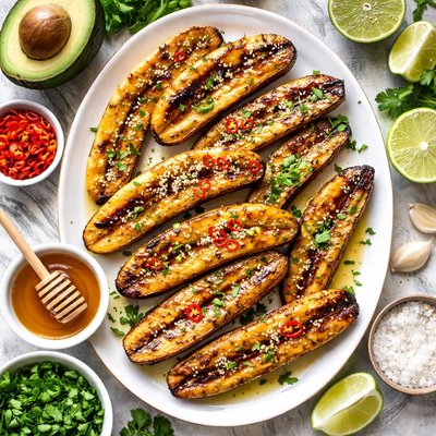 Image of Whole30 Grilled Plantains with Lime and Honey Glaze