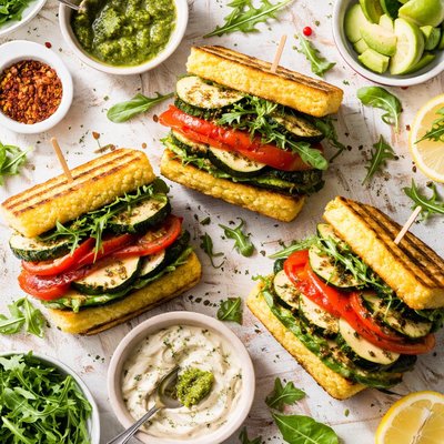 Image of Grilled Polenta Veggie Sandwich