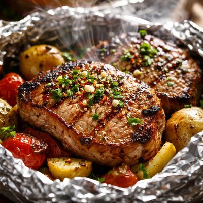 Image of Grilled Pork Chops Packets