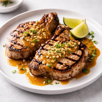 Image of Grilled Pork Chops with Sat Sauce